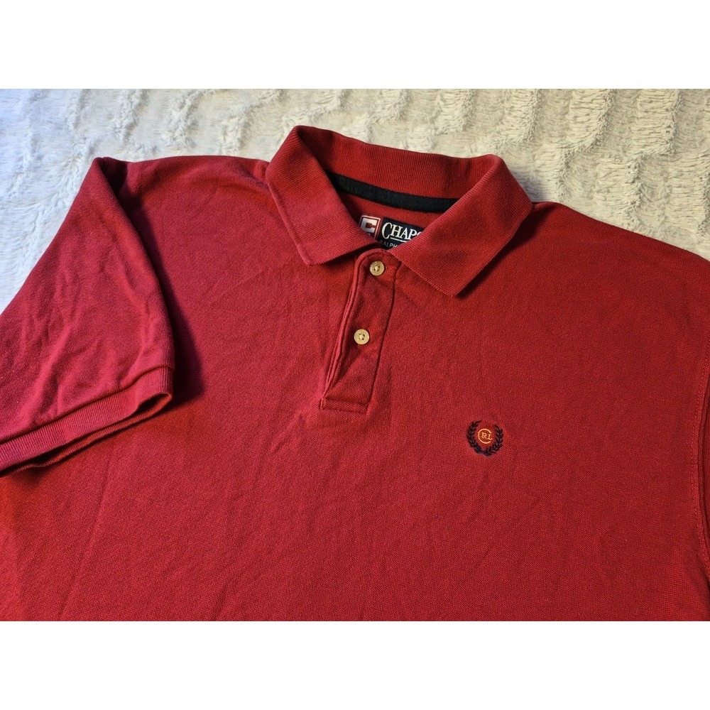 Vintage Chaps Ralph Lauren Crest Red Collared Shirt Men's Size Large 90s